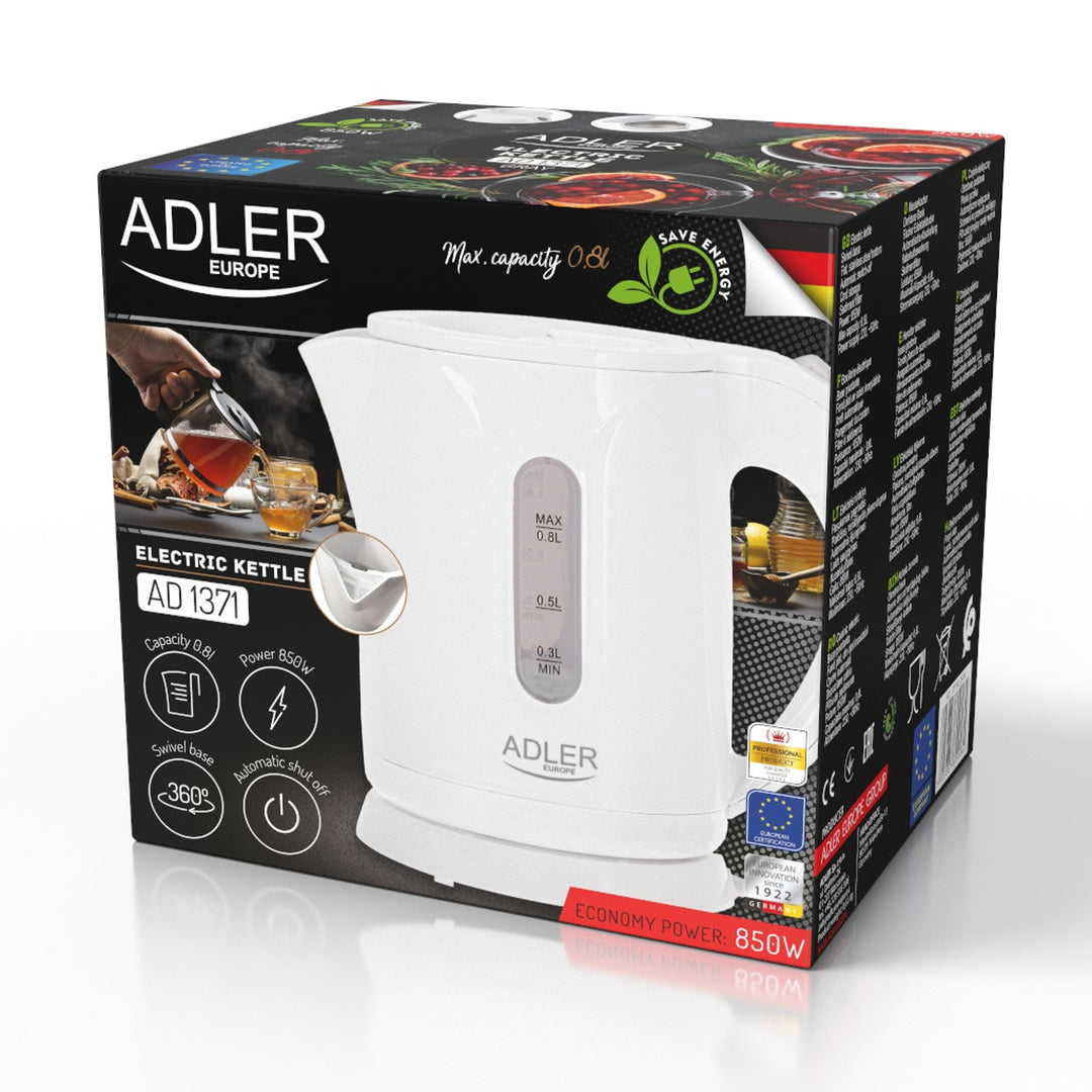Adler draadloze waterkoker, inhoud 0,8 l, vermogen 850 W, AD1371