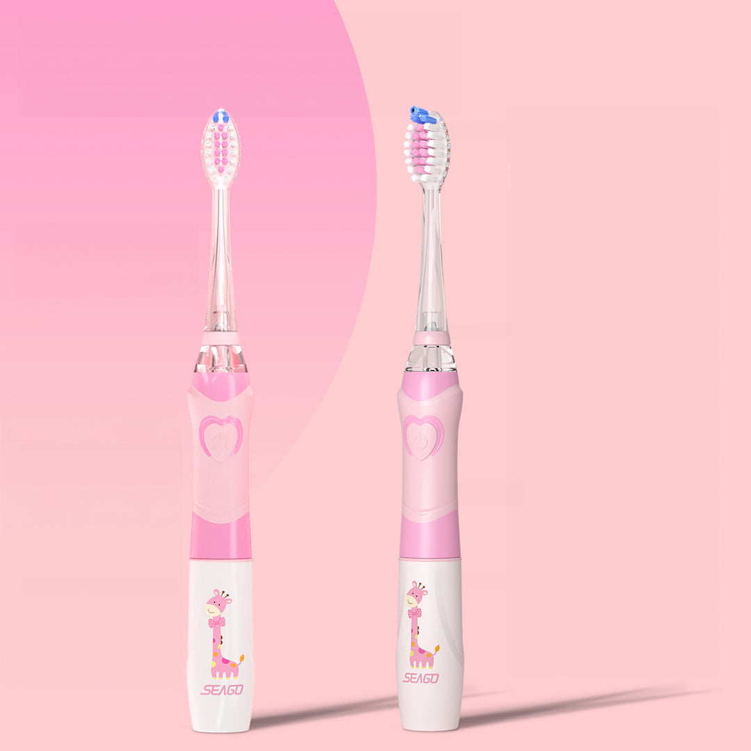 SEAGO sonische tandenborstel voor kinderen, roze, 1xAA 1,5V (niet meegeleverd), 3 tips, SG-977 Roze