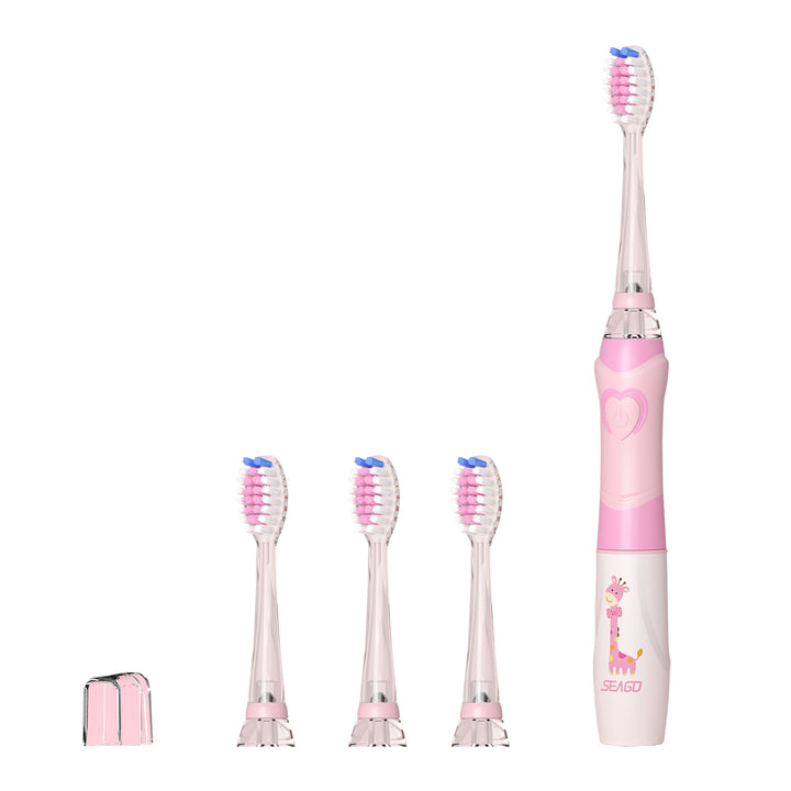 SEAGO sonische tandenborstel voor kinderen, roze, 1xAA 1,5V (niet meegeleverd), 3 tips, SG-977 Roze