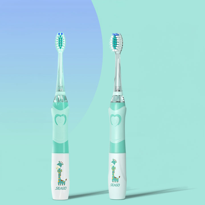 SEAGO sonische kindertandenborstel, kleur groen, 1xAA 1,5V (niet meegeleverd), 3 tips, SG-977 Groen
