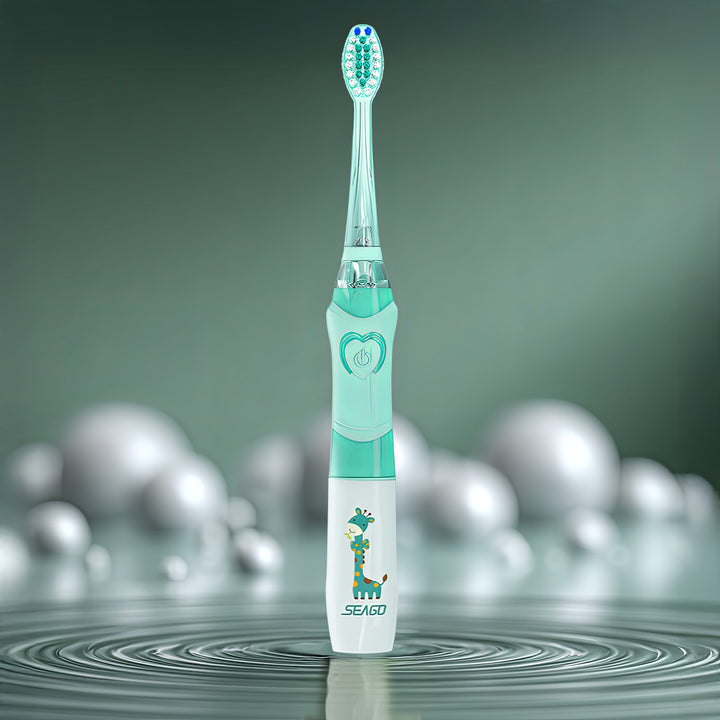 SEAGO sonische kindertandenborstel, kleur groen, 1xAA 1,5V (niet meegeleverd), 3 tips, SG-977 Groen