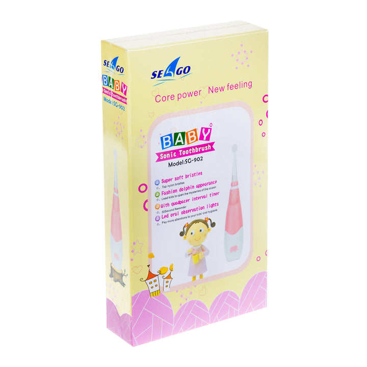 SEAGO sonische tandenborstel voor kinderen, roze, 1xAA 1,5V (niet meegeleverd), 4 opzetstukken, SG-902 Roze