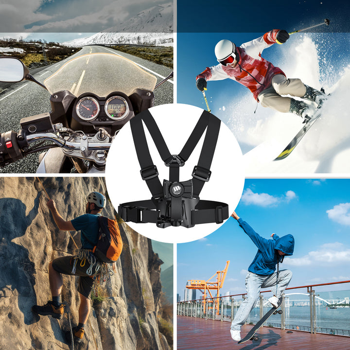 Maclean MC-294 2 in 1 Universele borstbandhouder voor smartphone en actiecamera Compatibel met GoPro-camera's etc. Sporthouder voor mobiele telefoon Houder voor mobiele telefoon Camera 360° draaibaar