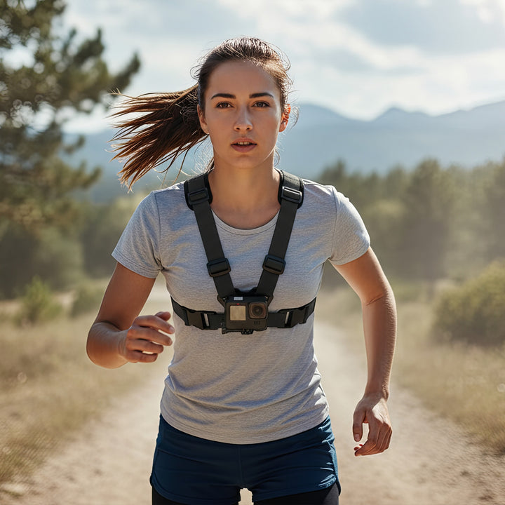 Maclean MC-294 2 in 1 Universele borstbandhouder voor smartphone en actiecamera Compatibel met GoPro-camera's etc. Sporthouder voor mobiele telefoon Houder voor mobiele telefoon Camera 360° draaibaar