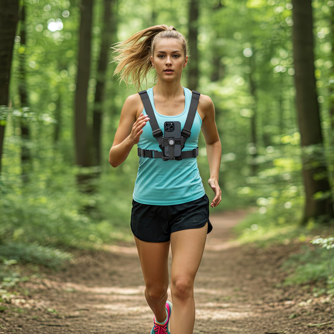 Maclean MC-294 2 in 1 Universele borstbandhouder voor smartphone en actiecamera Compatibel met GoPro-camera's etc. Sporthouder voor mobiele telefoon Houder voor mobiele telefoon Camera 360° draaibaar