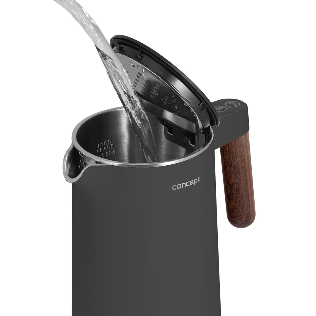 Concept Norwood RK3305 Roestvrijstalen Waterkoker Temperatuurregeling Warmhouden 1,5L 1850-2200W Donkergrijs