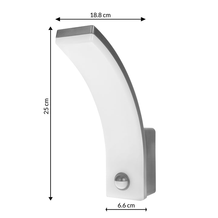 Maclean - LED lamp - Buitenlamp - Wandlamp - PIR bewegingssensor - 20W - IP65 - 2000lm - 4000K - Grijs - MCE512 GR