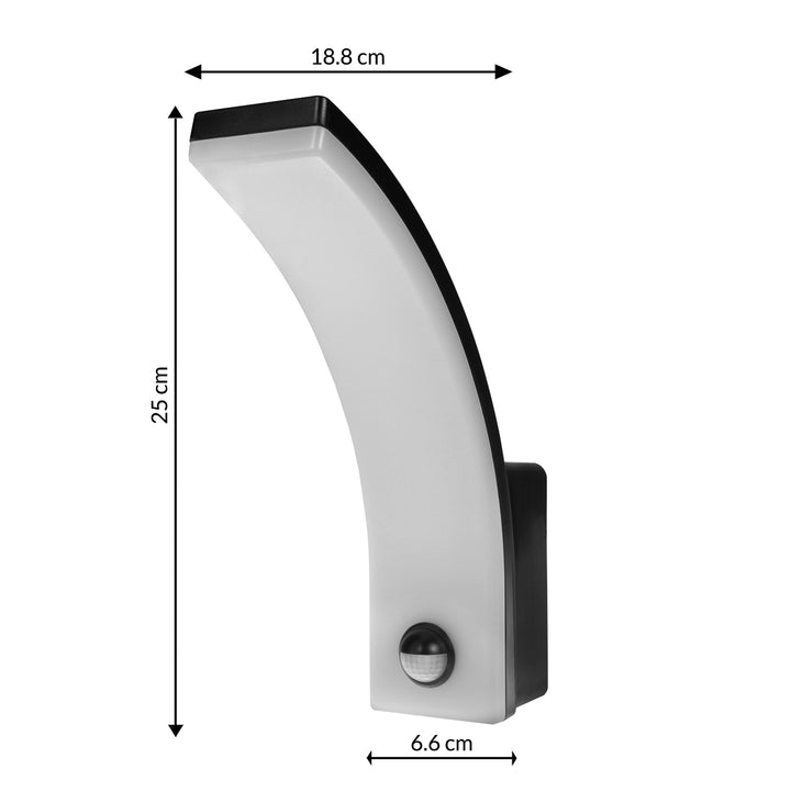 Maclean - LED lamp - Buitenlamp - Wandlamp - PIR bewegingssensor - 20W - IP65 - 2000lm - 4000K - Zwart