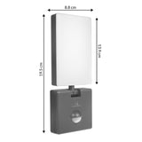 Maclean - LED-lamp met PIR bewegingsmelder - LED lamp - Buitenlamp - Wandlamp - 10W - IP65 - 800lm - 4000K - Grijs - MCE516 GR