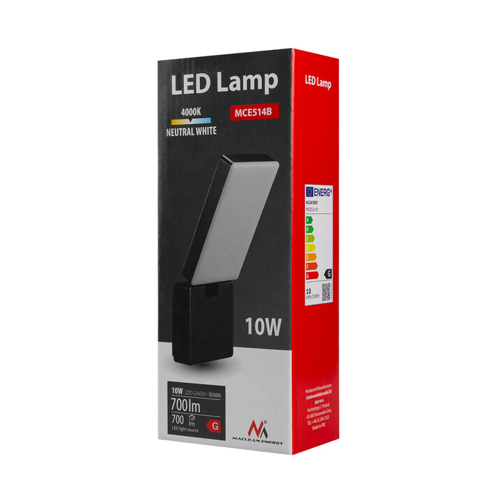 Maclean - LED-lamp - LED lamp - Buitenlamp - Wandlamp - 10W - 700lm - IP65 - Neutraal wit - 4000K - Zwart