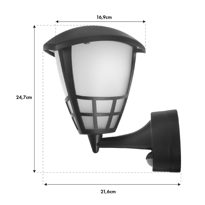 Maclean - Buitenlamp - Wandlamp - Muurlamp met bewegingssensor - IP65 - max 60W - E27 - Zwart