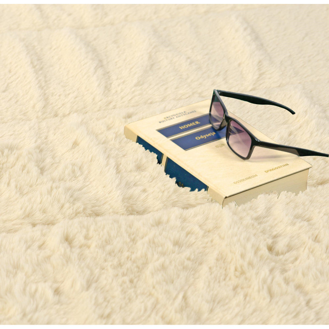 Pluche tapijt, imitatie konijnenbont, antislip, 120 x 160 cm, beige, DYWRAB120/160BEZ