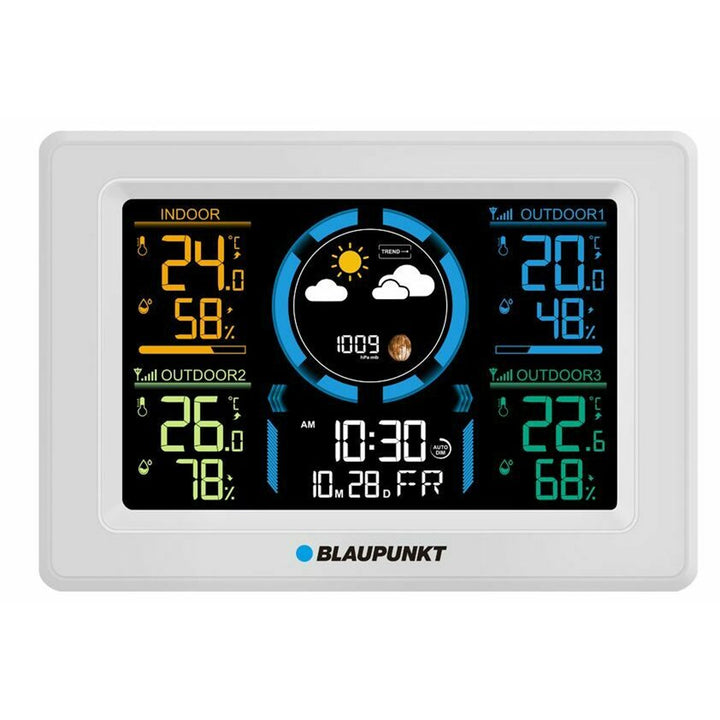 Blaupunkt weerstation, hygrometer, luchtdruk, voorspelling, 3 sensoren, WS40WH