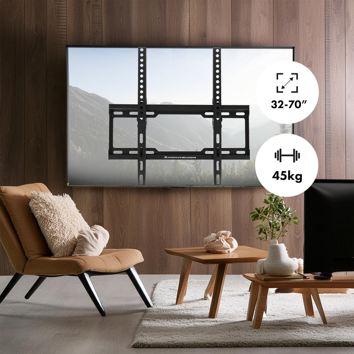 Maclean - Tv Beugel - Tv houder - TV steun - LCD, LED, OLED - max VESA 400x400 - 32-70" - 45kg - Kantelverstelling +0°~-10° - MC-412
