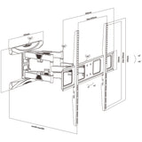 Maclean - TV beugel max VESA 800x600, 43-100", 80kg, horizontale en verticale hoekverstelling, profiel 50-500mm, zwart, MC-423