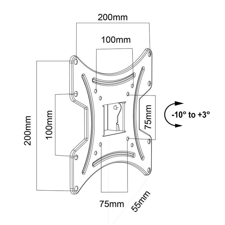 Maclean - TV-Beugel - Monitorhouder - Muurbeugel - beugel voor TV of monitor, max. VESA 200x200, 23-43", 30kg, zwart, MC-414