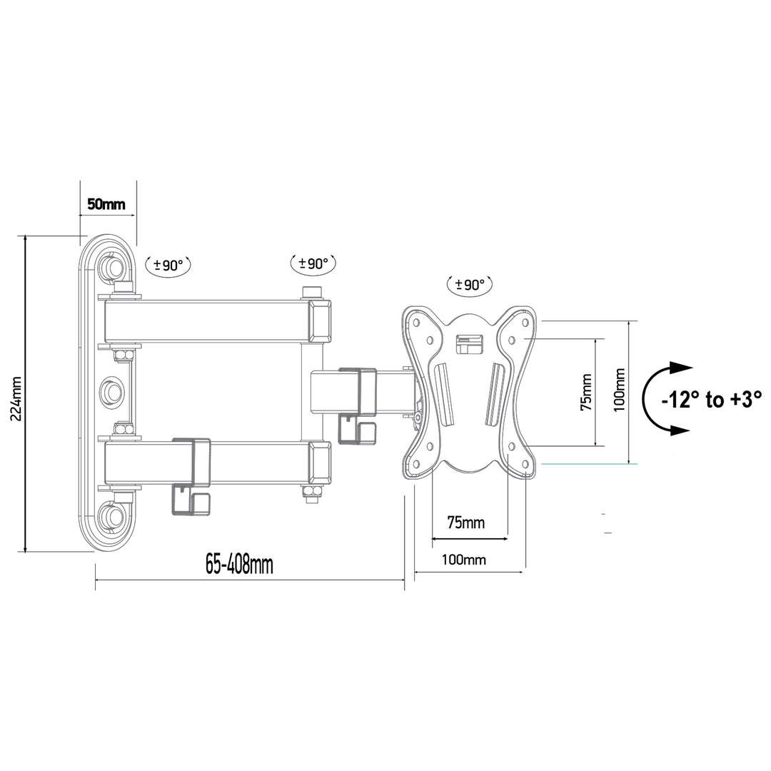 Maclean beugel voor TV of monitor, max. VESA 100x100, 13-32", 30kg, zwart, MC-417