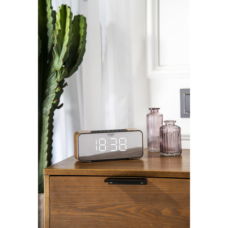 Adler AD 1190 Copper draadloze wekkerradio met LED-display en Bluetooth-functie