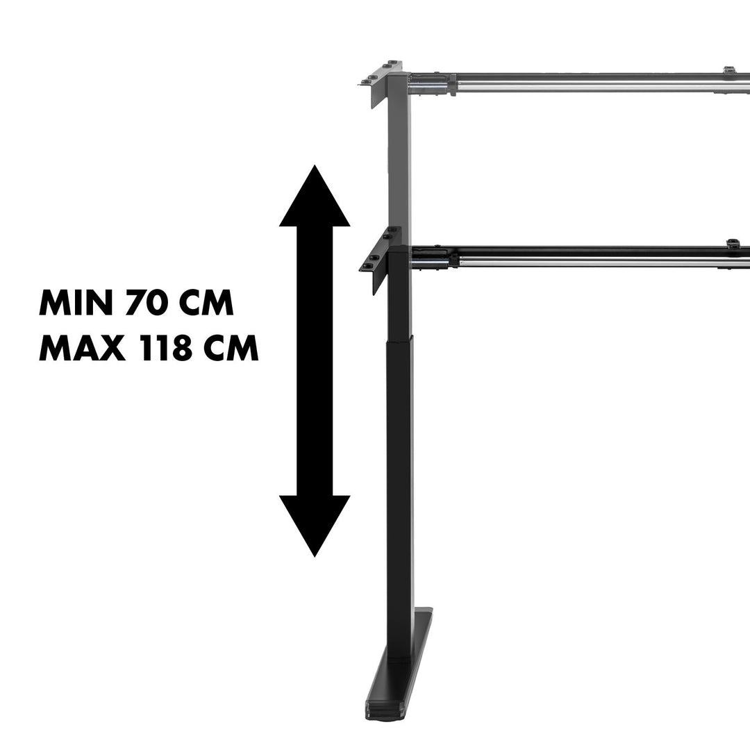 Maclean bureau, handmatig in hoogte verstelbaar, zonder bovenblad, voor staand en zittend gebruik, max 60kg, max hoogte 120cm, MC-790NB