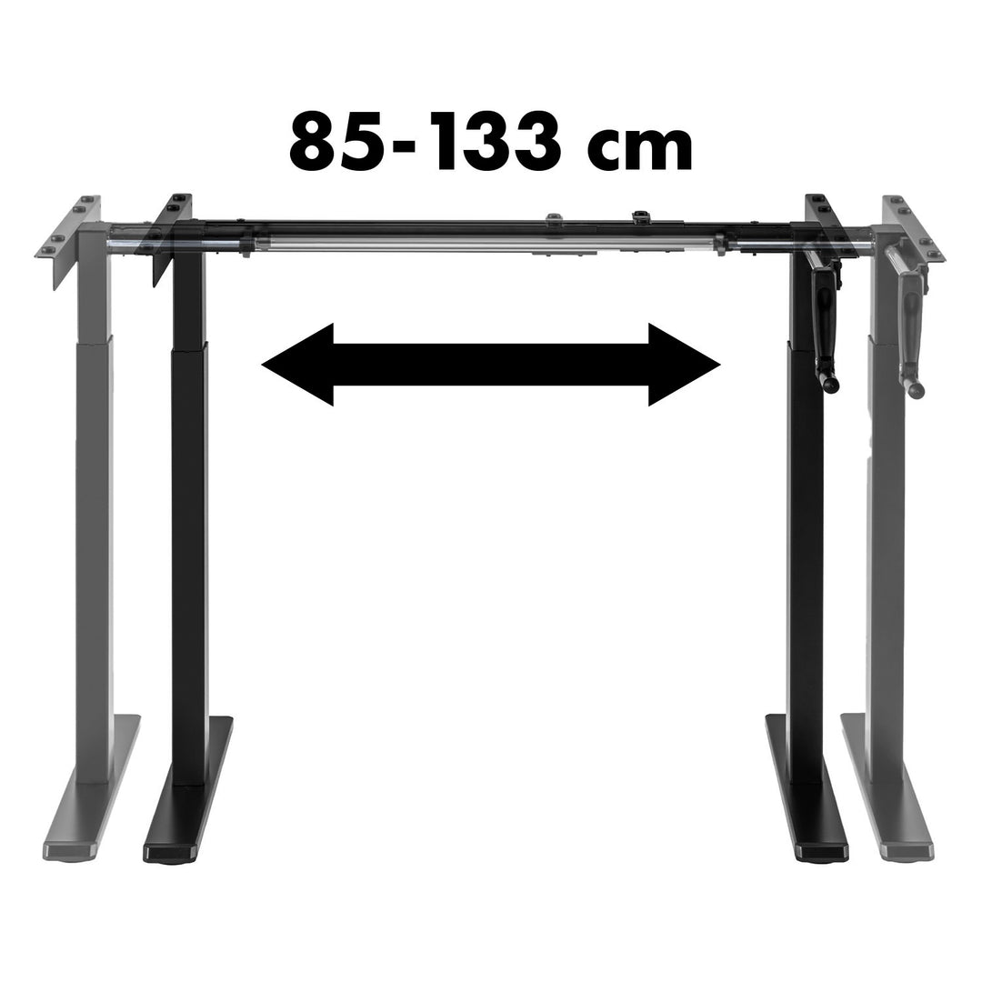 Maclean bureau, handmatig in hoogte verstelbaar, zonder bovenblad, voor staand en zittend gebruik, max 60kg, max hoogte 120cm, MC-790NB