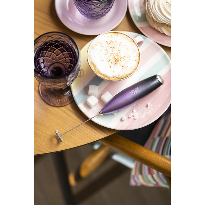 Adler melkopschuimer, met standaard, paars en zwart, AD 4499