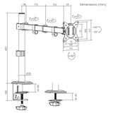 Maclean bureausteun voor LCD-monitor, 17-32", 9kg, VESA 75x75 en 100x100 dubbele arm, MC-753N
