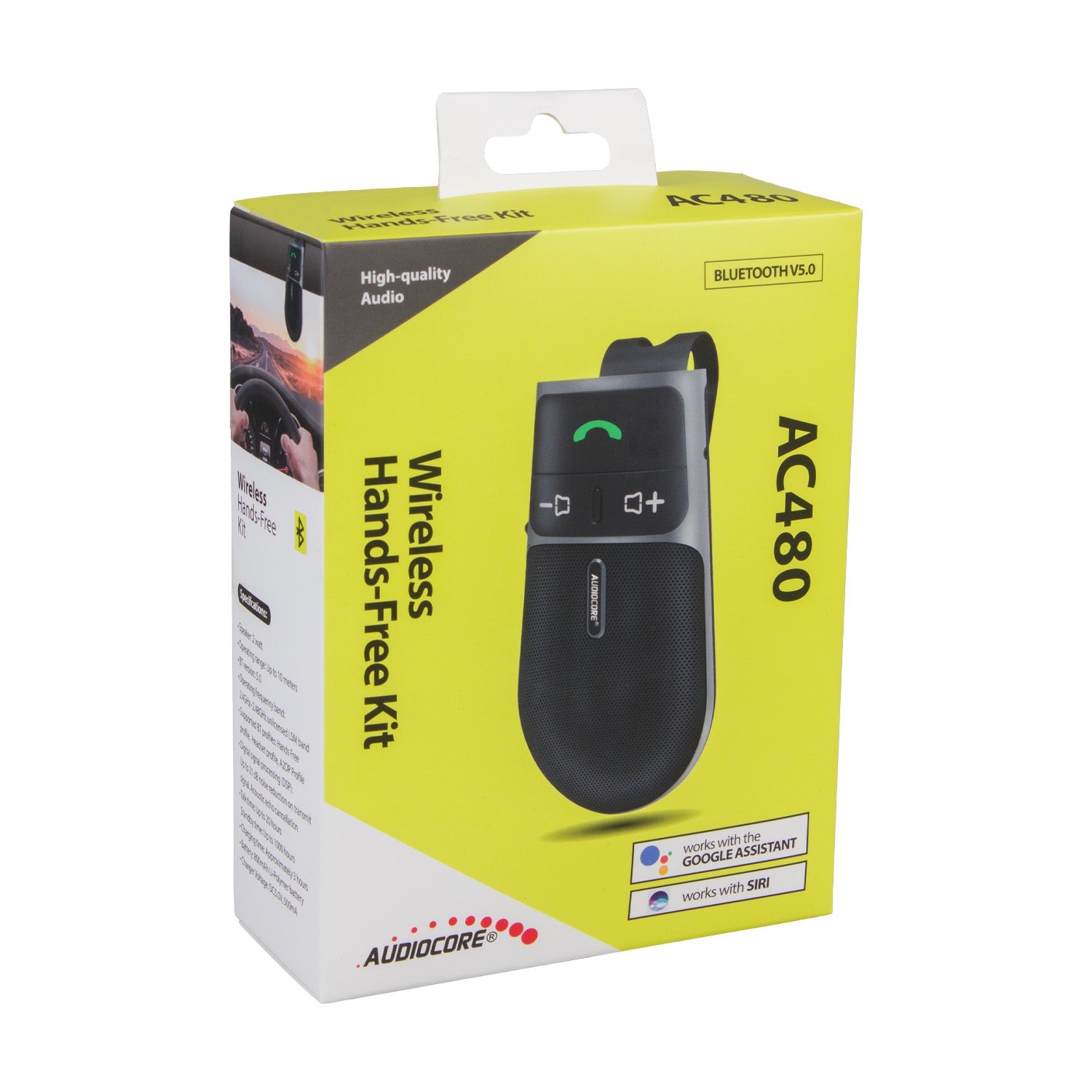 Audiocore AC480 Handsfree carkit Compatibel met Siri en Google Audiocore AC480 Handsfree carkit Compatibel met Siri en Google