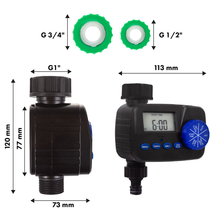 GreenBlue elektronische besproeiingscontroller, programmeerapparaat, voeding 2x1,5V AA, GB390