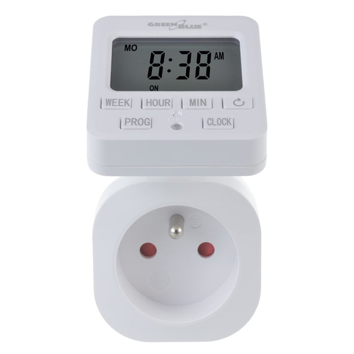 Green Blue GB605 E Digitale schakelklok Timer Maximale belasting 16A IP20 18 Individueel instelbare programma's | Maximale belasting 16A/3680W | LCD-display, RANDOM-functie, IP20