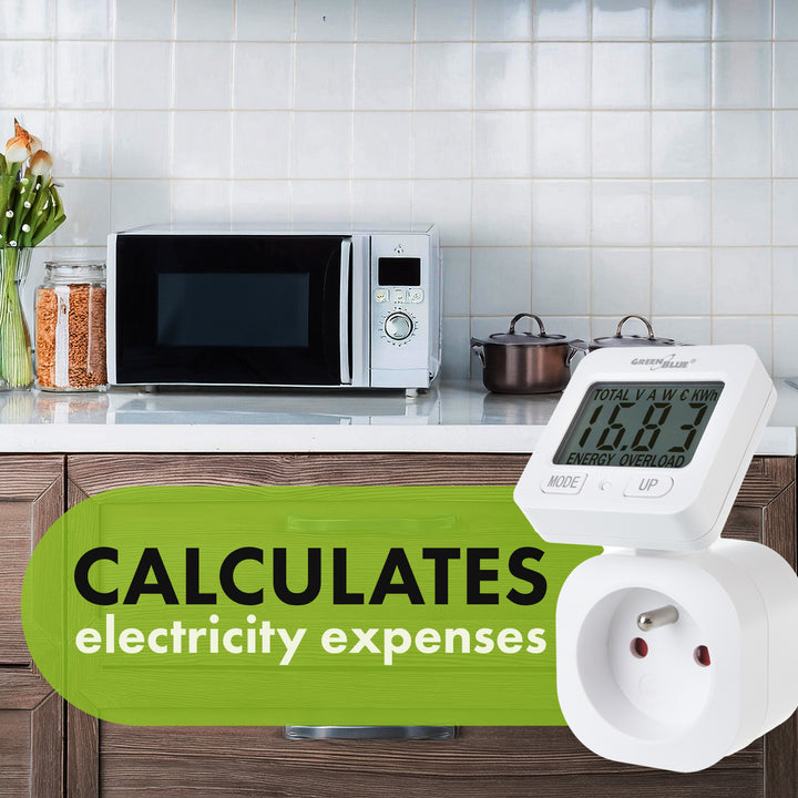 GreenBlue GB615 Wattmeter Energiemeter 16A Max. 3680 W secundair geheugen (Franse stekker E)
