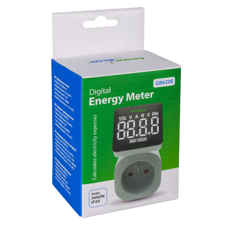 GreenBlue energiemeter, wattmeter, 16A, max. 3680W, subgeheugen, GB620 E