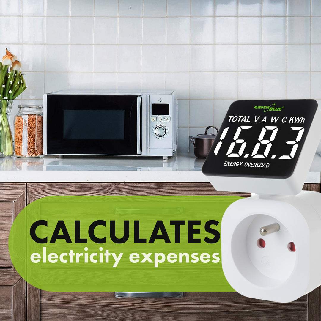 GreenBlue energiemeter, wattmeter, 16A, max. 3680W, subgeheugen, GB620 E