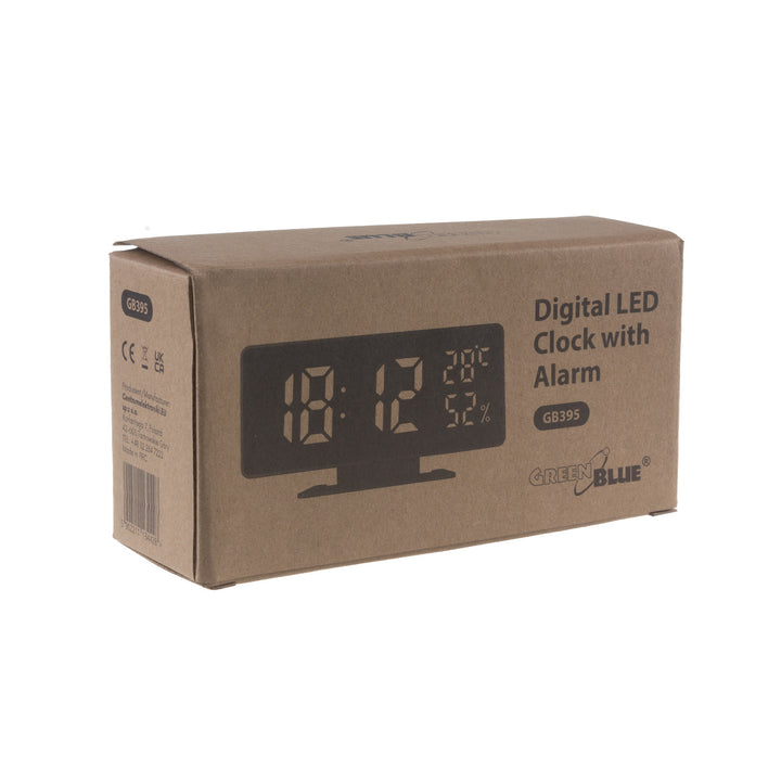 GreenBlue GB395 - Digitale Wekker met alarm en thermometer / hygrometer - klok - Zwart