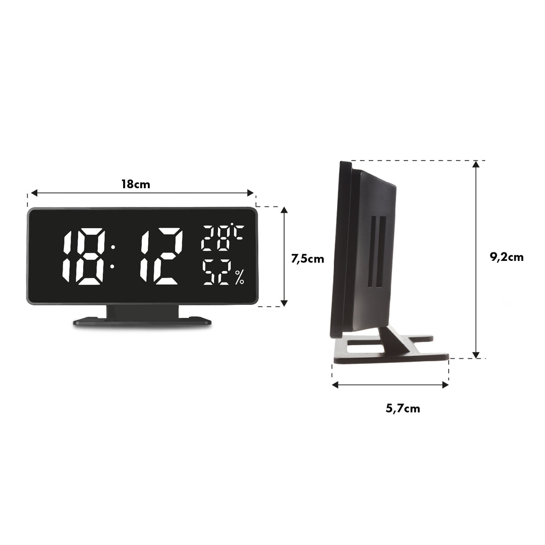 GreenBlue GB395 - Digitale Wekker met alarm en thermometer / hygrometer - klok - Zwart