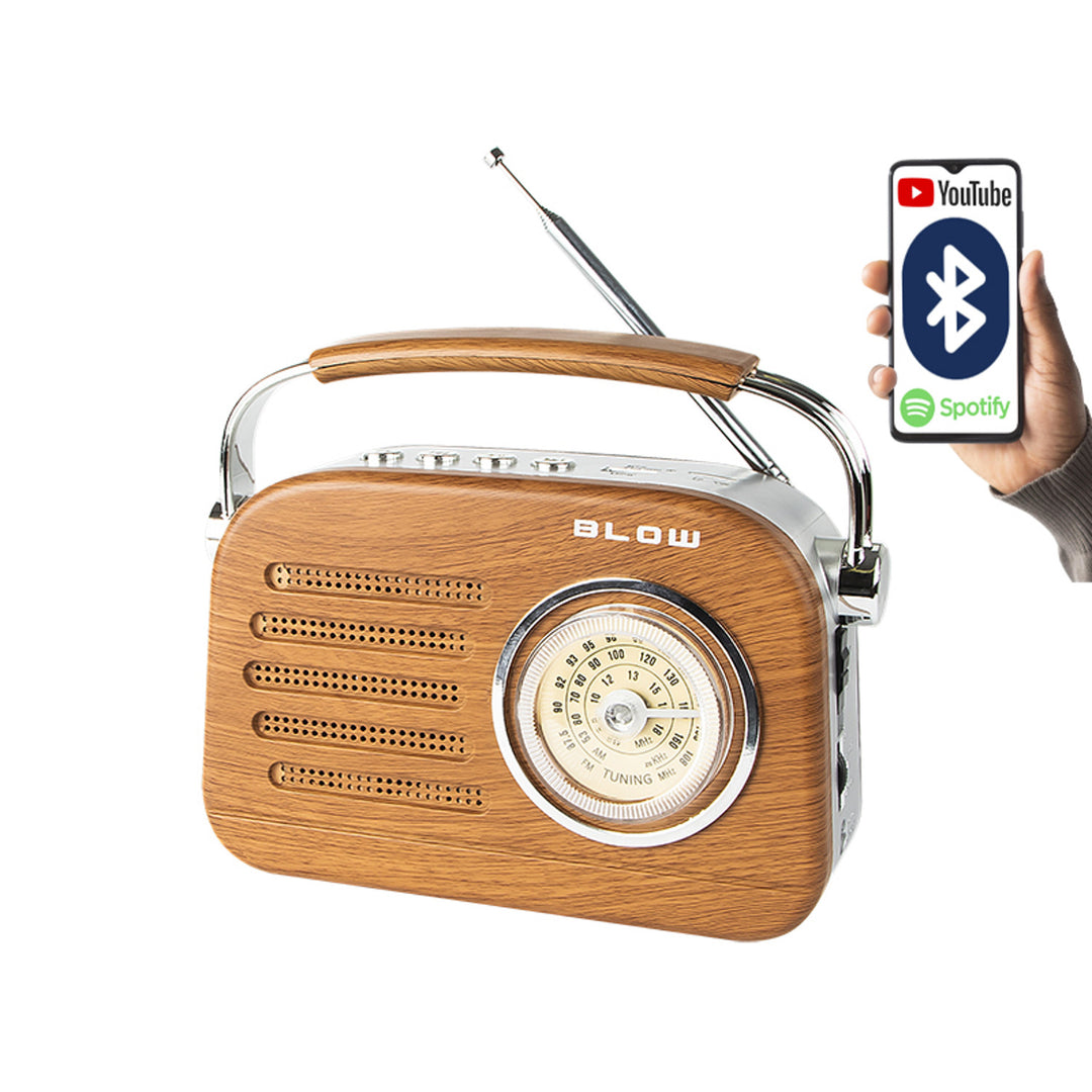 Draagbare analoge AM/FM Bluetooth-radio RA3 batterij en netvoeding Blow