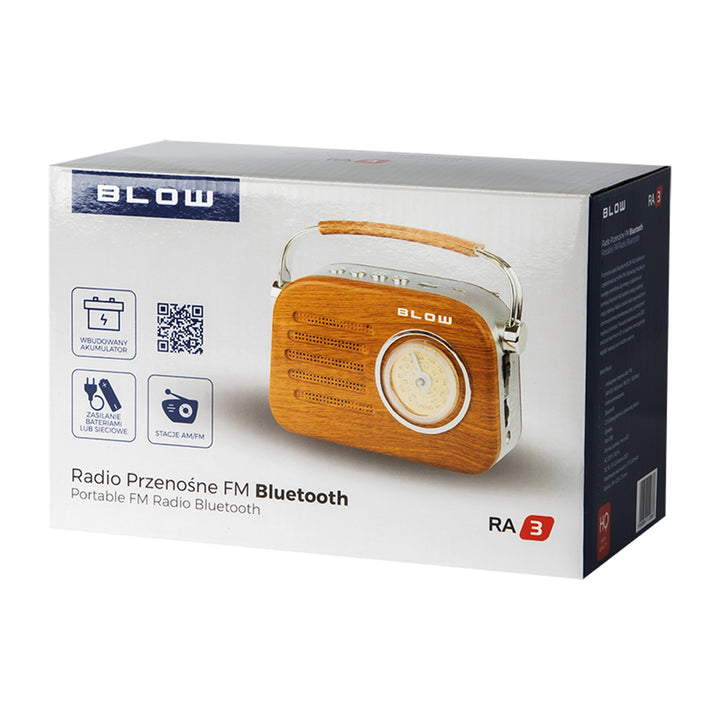 Draagbare analoge AM/FM Bluetooth-radio RA3 batterij en netvoeding Blow