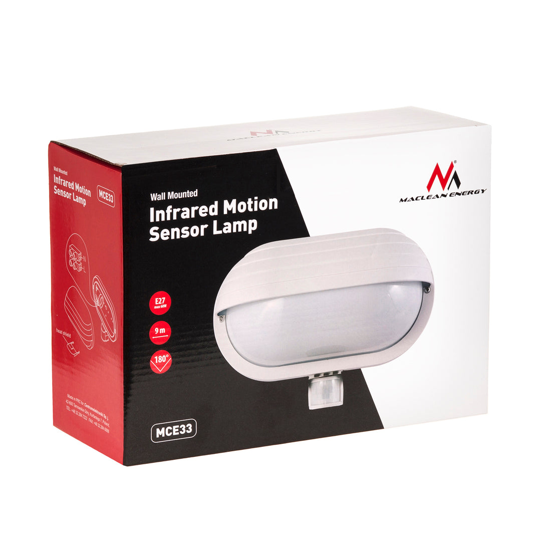 Maclean wandarmatuur, met PIR sensor, max. 60W, 180°, MCE33 W + LED 6W