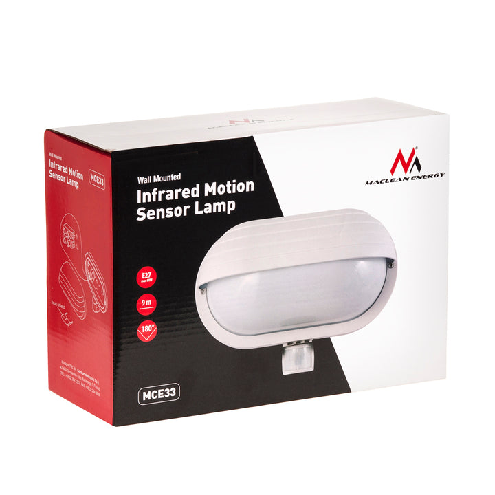 Maclean wandarmatuur, met PIR sensor, max. 60W, 180°, MCE33 W + LED 8W