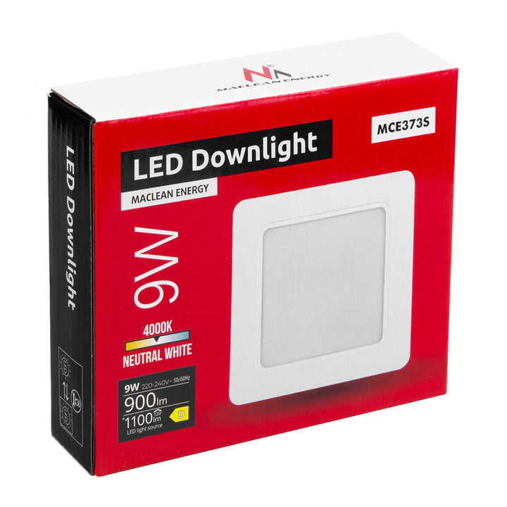 5x Maclean LED plafondpaneel, SLIM inbouw, 9W, Neutraal Wit 4000K, 120*120*26mm, 900lm, MCE373 S