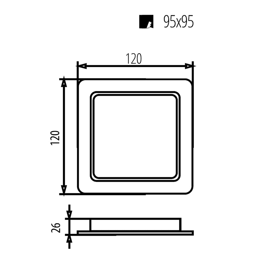 5x Maclean LED plafondpaneel, SLIM inbouw, 9W, Neutraal Wit 4000K, 120*120*26mm, 900lm, MCE373 S