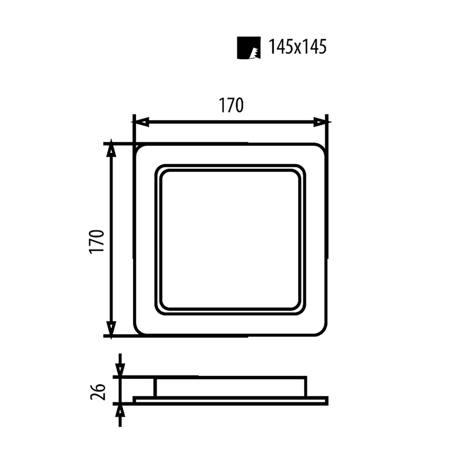 Maclean LED Plafondpaneel, SLIM inbouw, 18W, Neutraal Wit 4000K, 170*170*26mm, 1800lm, MCE374 S + Opbouwadapter MCE379 S