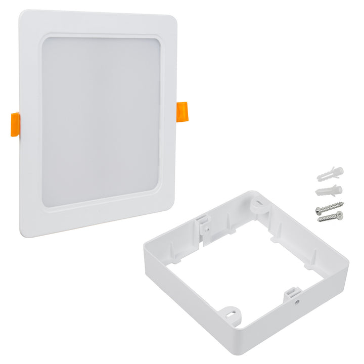 Maclean LED Plafondpaneel, SLIM inbouw, 18W, Neutraal Wit 4000K, 170*170*26mm, 1800lm, MCE374 S + Opbouwadapter MCE379 S