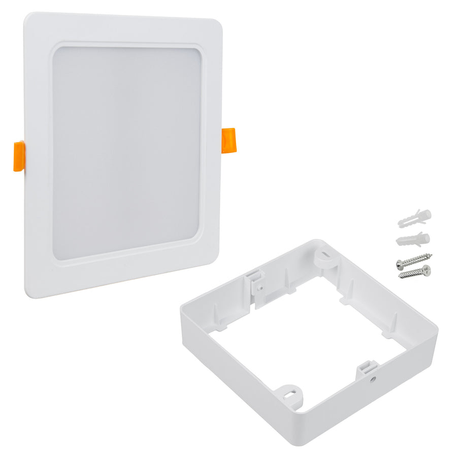 Maclean LED Plafondpaneel, SLIM inbouw, 18W, Neutraal Wit 4000K, 170*170*26mm, 1800lm, MCE374 S + Opbouwadapter MCE379 S