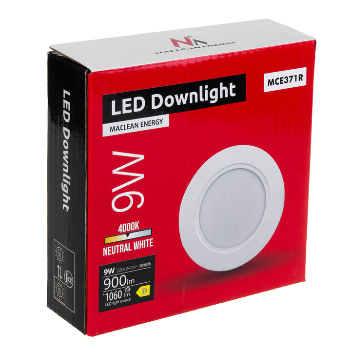 5x Maclean LED plafondpaneel, SLIM inbouw, 9W, Neutraal Wit 4000K, 120*26mm, 900lm, MCE371 R + opbouwadapter MCE376 R