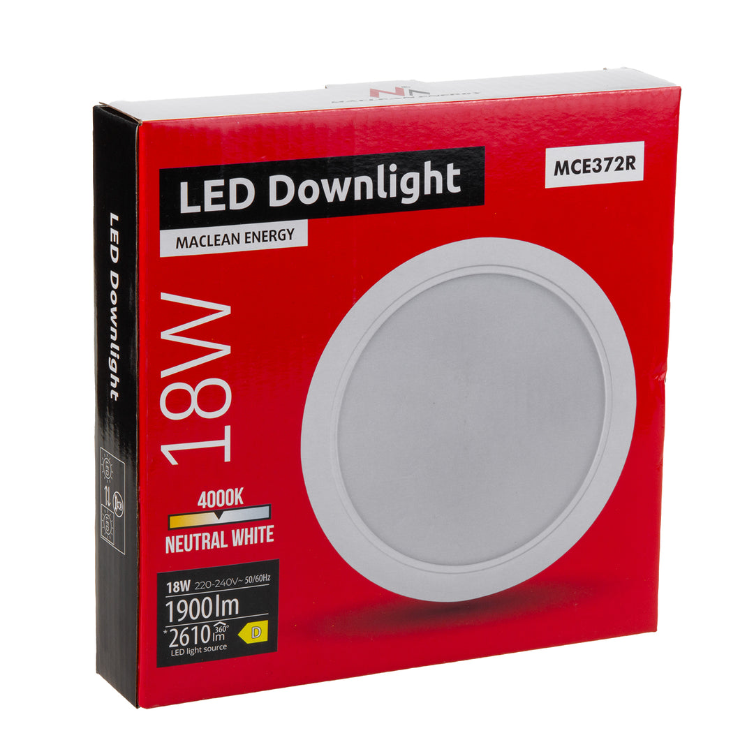 5x Maclean LED plafondpaneel, SLIM inbouw, 18W, Neutraal Wit 4000K, 170*26mm, 1800 lm, MCE372 R + opbouwadapter MCE377 R