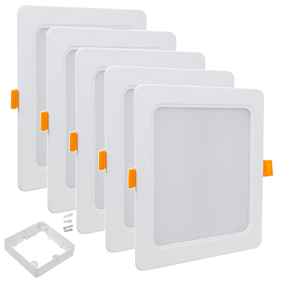 5x Maclean LED plafondpaneel, SLIM inbouw, 18W, Neutraal Wit 4000K, 170*170*26mm, 1800lm, MCE374 S + opbouwadapter MCE379 S