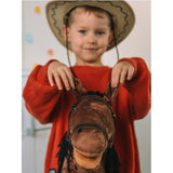 Teddykompaniet pluche paard, houten stok, teugels, 80 cm, T-TED-03002