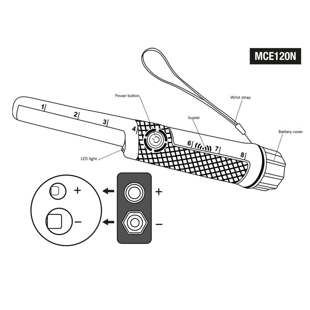 Maclean PinPoint MCE120N - Metaaldetector - Waterdicht tot 3m - Met LED lamp