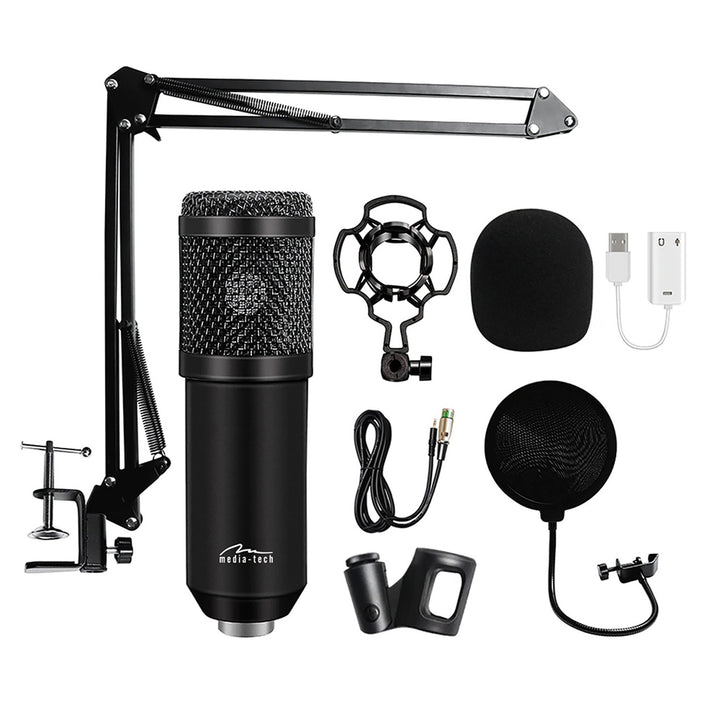 Media-Tech condensatormicrofoon, verstelbaar statief, accessoires, MT397K