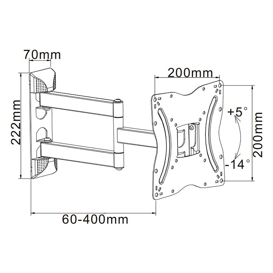 Cabletech universele tv-beugel 13"-42" verticaal en horizontaal verstelbaar UCH0214